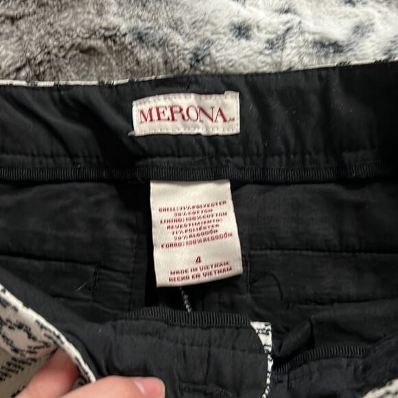 Merona Women's Chino Shorts Size 4 White Black Textured 3" Inseam Low Rise - Picture 3 of 7